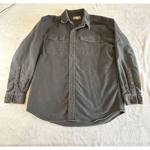 Men's Duluth Trading Co. 100% Cotton Heavyweight Button Down Gray Shirt Size L